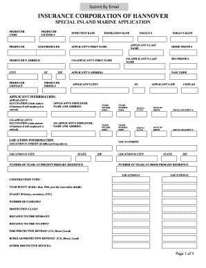 Special Inland Marine Application