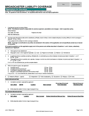 Broadcaster Liability Coverage Application
