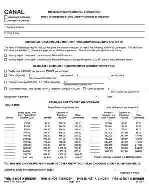 Mississippi Supplemental Insurance Application