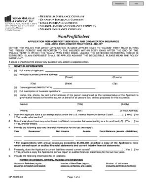 Nonprofit Insurance Application Form