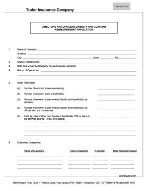 Directors and Officers Liability Insurance Application