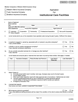 Institutional Care Facility Insurance Application