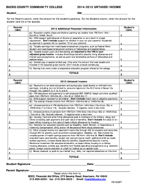 2014-2015 Untaxed Income Form