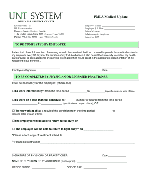 FMLA Medical Update Form