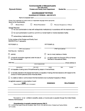 Massachusetts Guardianship Petition