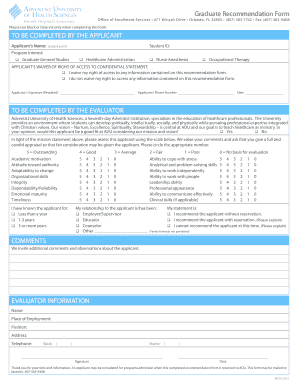Graduate Recommendation Form
