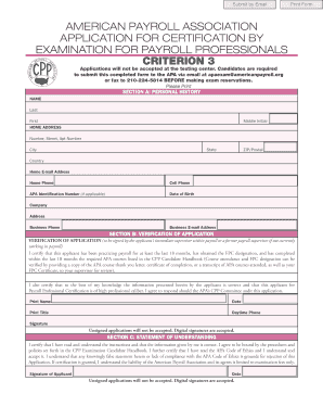 Payroll Professional Certification Application