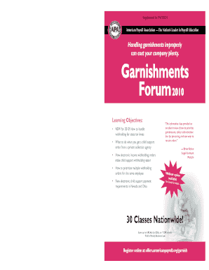 2010 Garnishments Forum Registration Form