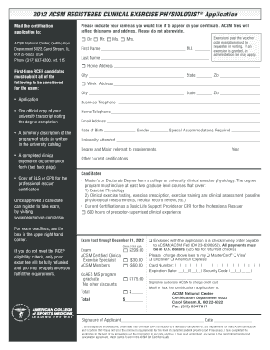 ACSM Registered Clinical Exercise Physiologist Application