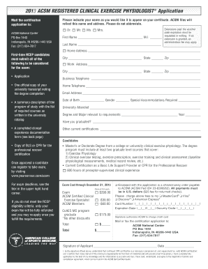 ACSM Registered Clinical Exercise Physiologist Application