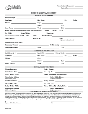 Patient Registration Sheet