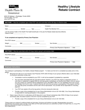 Healthy Lifestyle Rebate Contract