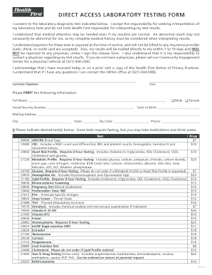 Health First Direct Access Laboratory Testing Consent Form