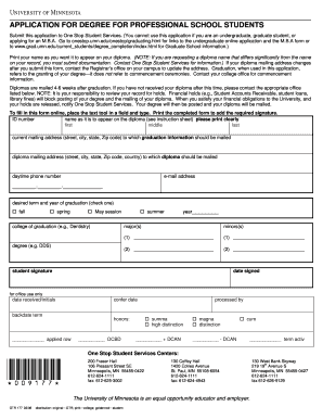 University of Minnesota Degree Application