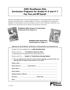 ICBC RoadSense Kids Order Form