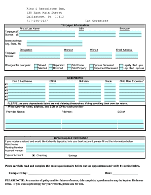 US Federal Tax Questionnaire