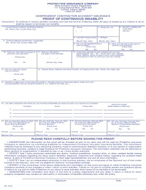 Independent Contractor Accident Insurance Proof of Continuous Disability