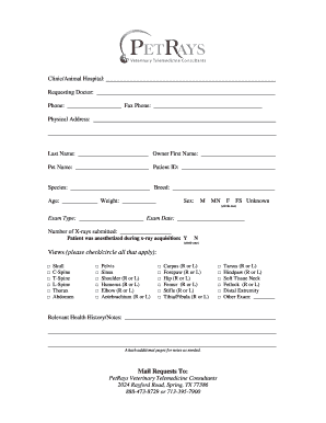 Veterinary X-Ray Request Form