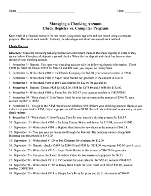 Managing a Checking Account bCheck Registerb vs Computer Program