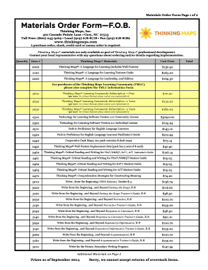 Materials Order Form F.O.B. - Thinking Maps