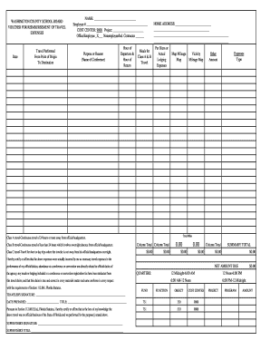 Washington County School Board Travel Expense Reimbursement Form
