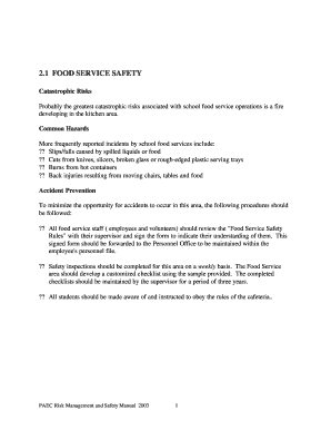 Food Service Safety Rules Form