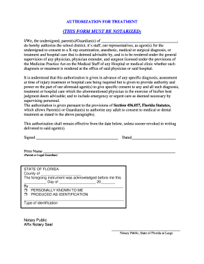 Authorization for Treatment