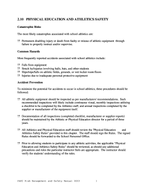 Physical Education and Athletics Safety Rules