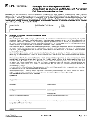 Amendment to SAM Account Agreement