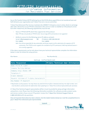 T. Rowe Price SFTP Setup Form