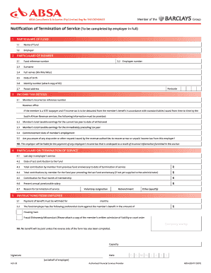 Notification of Termination of Service