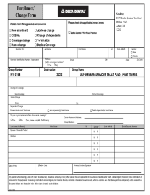 Delta Dental Enrollment Change Form