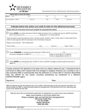 Enrollment Fee Allotment Authorization