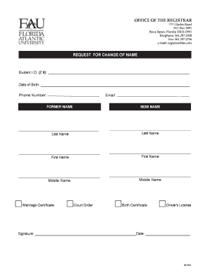 Request for Change of Name