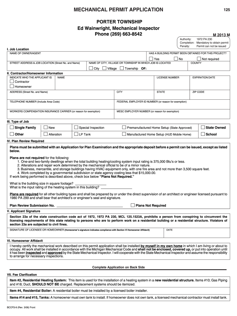 mi porter township mechanical permit Preview on Page 1