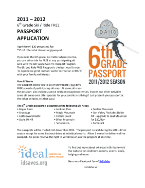 6th Grade Ski Ride Free Passport Application