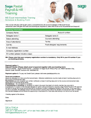 MS Excel Intermediate Training Schedule & Booking Form - pastelpayroll co