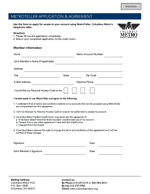 MetroTeller Application & Agreement