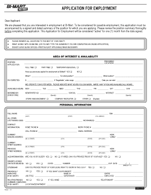 Bi-Mart Application for Employment