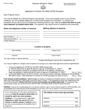 New York STAR Exemption Application