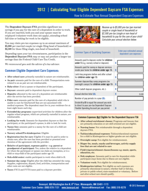 Dependent Daycare FSA Expense Calculator