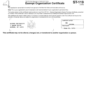 New York Exempt Purchase Certificate