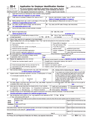 IRS Form SS-4 Application for Employer Identification Number