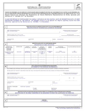 Formulário de Pedido de Reembolso de Imposto Português