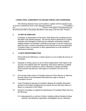 Consulting Agreement Standard Terms and Conditions