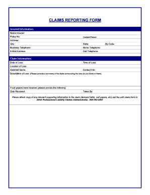 Claims Reporting Form