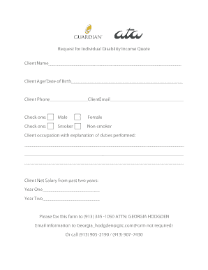 Request for Individual Disability Income Quote