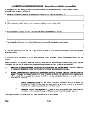 Additional Insured Questionnaire