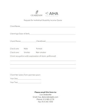 Request for Individual Disability Income Quote