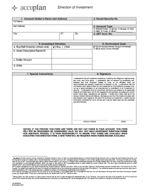 Investment Direction Form